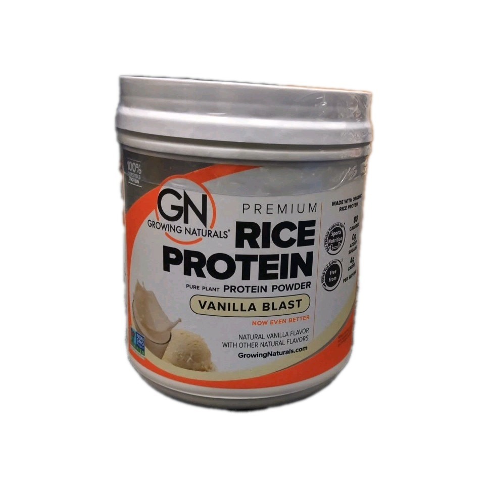 Growing Naturals Organic Brown Rice Protein Powder Vanilla Blast 16.4 oz 09/2027