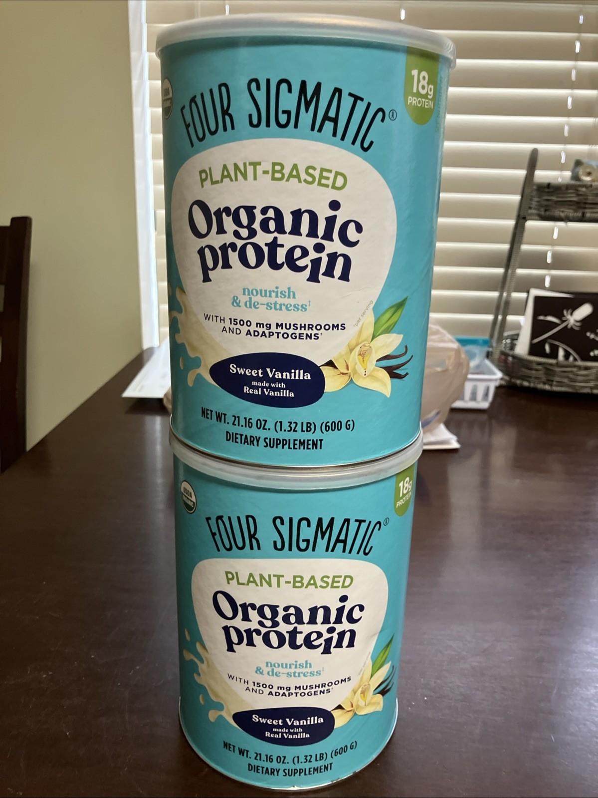 2 cans of Four Sigmatic Organic Vegan Protein Powder 07/2026