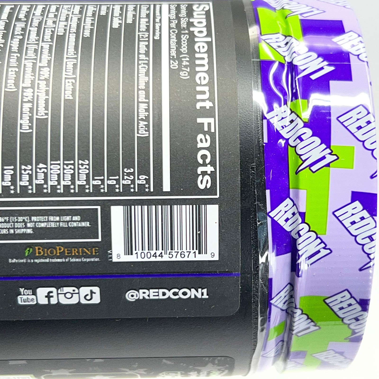 REDCON1 Pre-Workout, Sour Gummy Bear 20 Serving 10.37 oz BB 11/28
