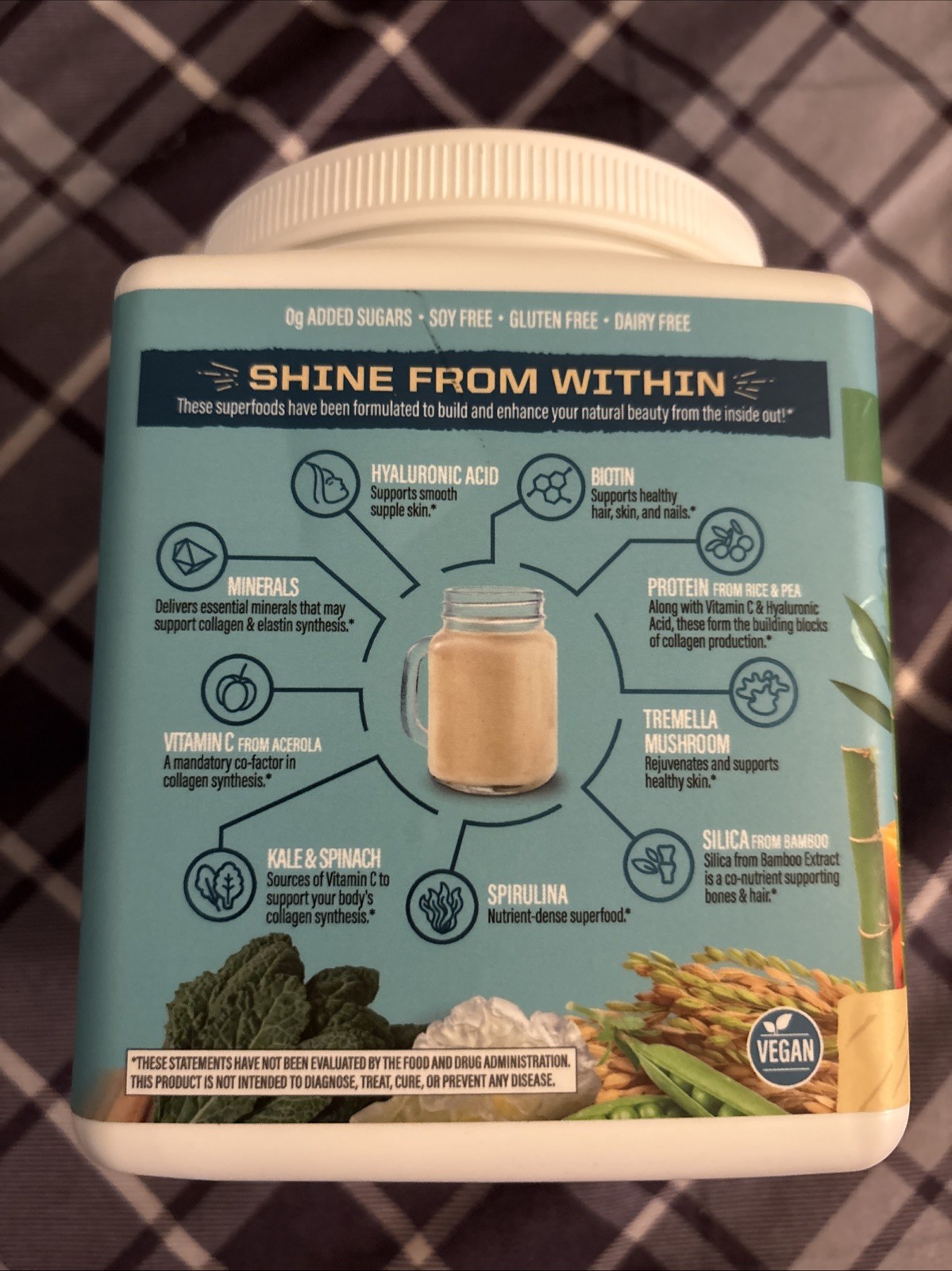 Sunwarrior Collagen Protein Powder with Biotin Tahitian Vanilla Flavor 1.1 lb