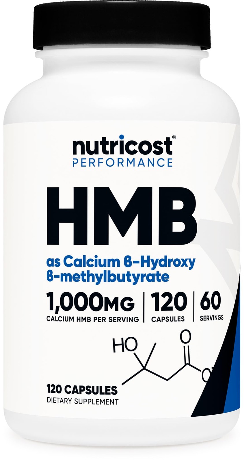 Nutricost HMB (Beta-Hydroxy 120 Count (Pack of 1), Multicolor