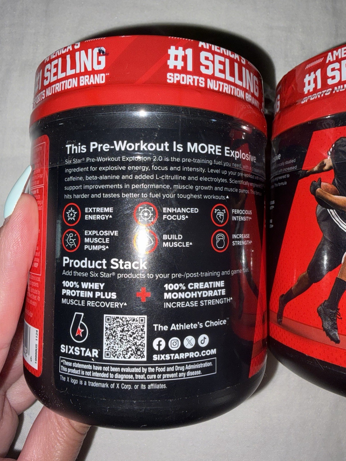 six star pre workout explosion 2.0 Lot Of 2 Jars Fruit Punch 9.52oz Per Ex 10/27