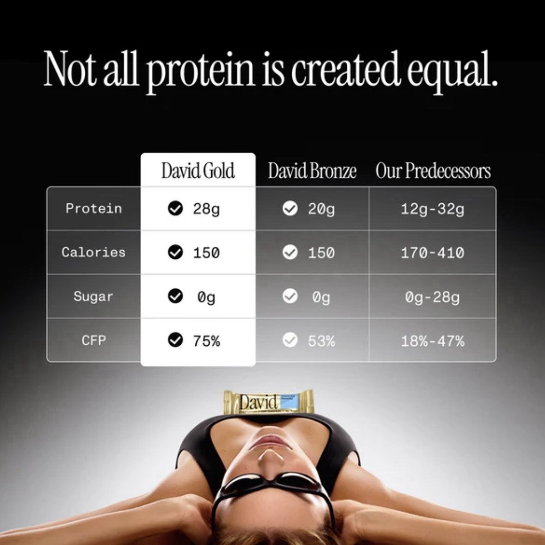 David Gold Fudge Brownie Protein Bar 28g Protein 150 Cal 0g Sugar Gluten Free