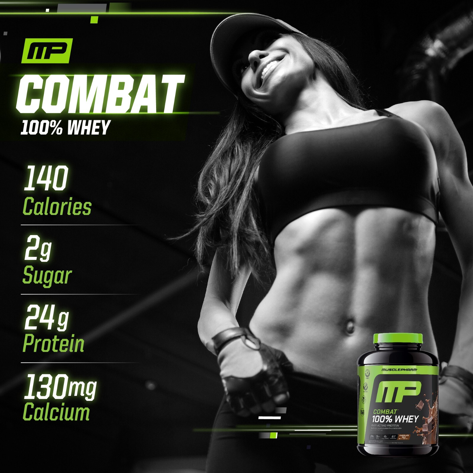 MusclePharm Combat 100% Whey Protein Powder – 5 lb, 70 Servings, Chocolate Milk