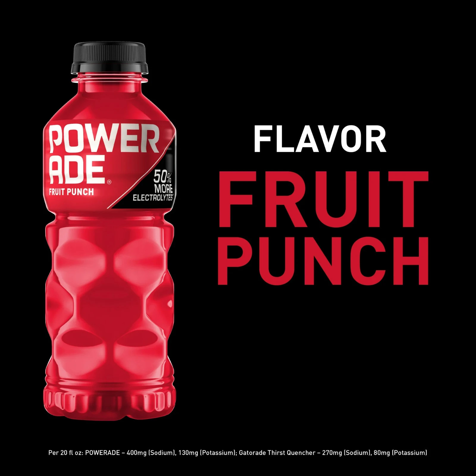 POWERADE Fruit Punch Electrolyte Sports Drink Bottles, 20 fl oz, 8 Pack
