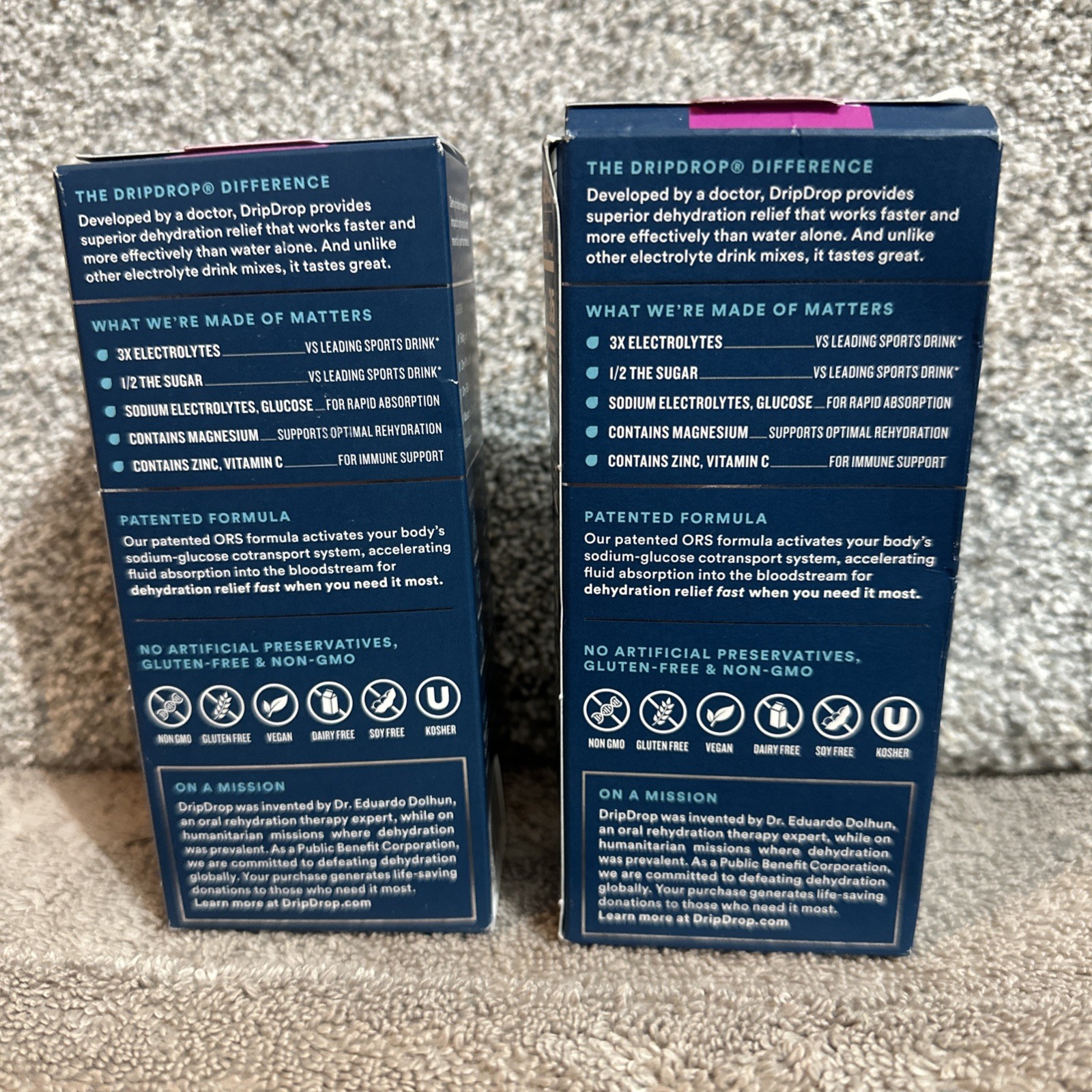 Lot Of Two DripDrops Hydration Electrolyte Powder BERRY 8 Packs EXP 07/27