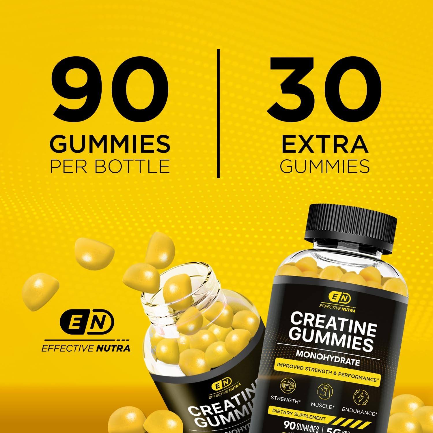 Creatine Monohydrate Gummies – 1g Creatine per Gummy – Vegan Muscle & Strengt…