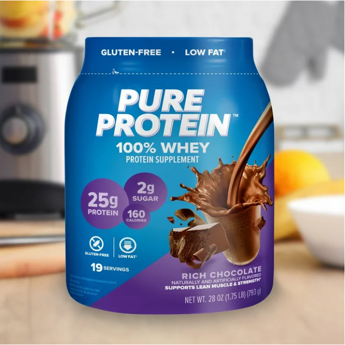 Pure Protein 100% Whey Protein Powder, Rich Chocolate, 1.75 lb, 25g Protein