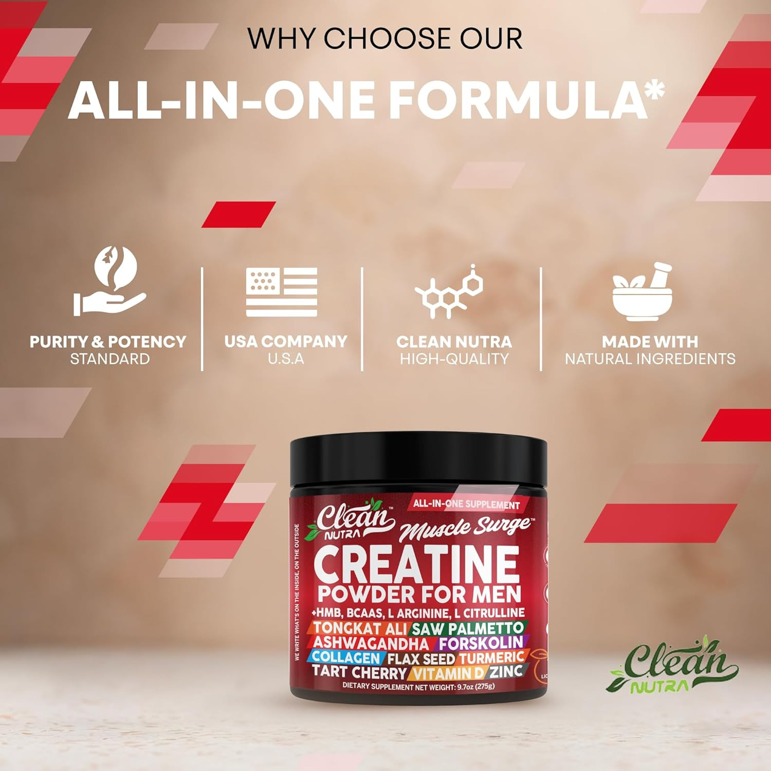 Clean Nutra Creatine HMB Preworkout Powder with BCAA Citrulline Arginine 1 Pack
