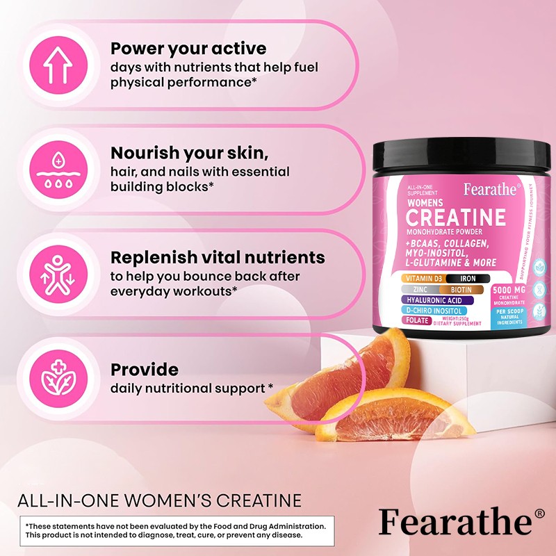 Creatine Monohydrate Powder For Women Strengthen Muscles 5 Grams Per Serving