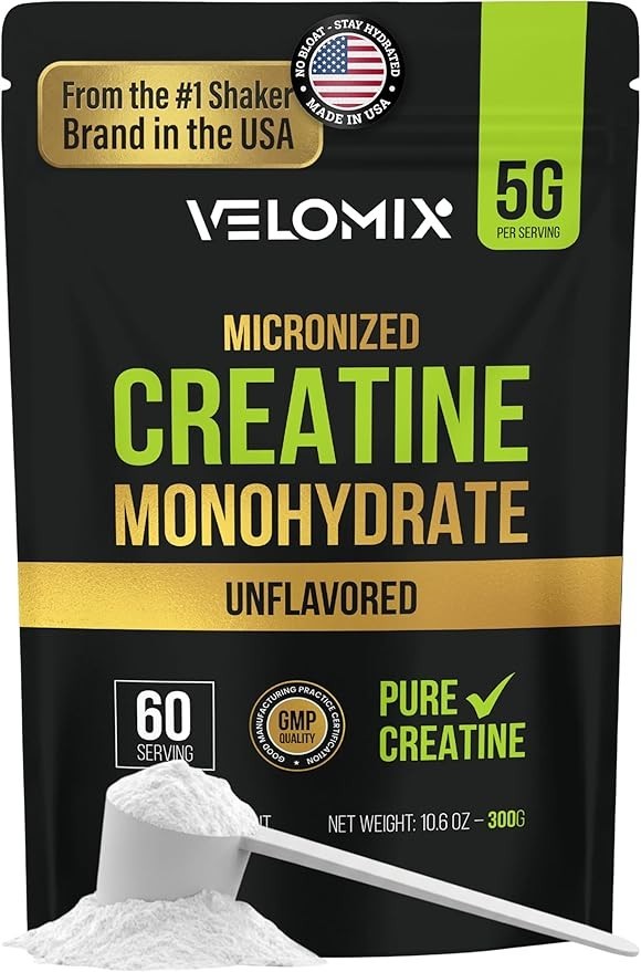 VELOMIX Creatine Monohydrate 5g 5000mg 60 Servings 100% Pure Creatine Powder