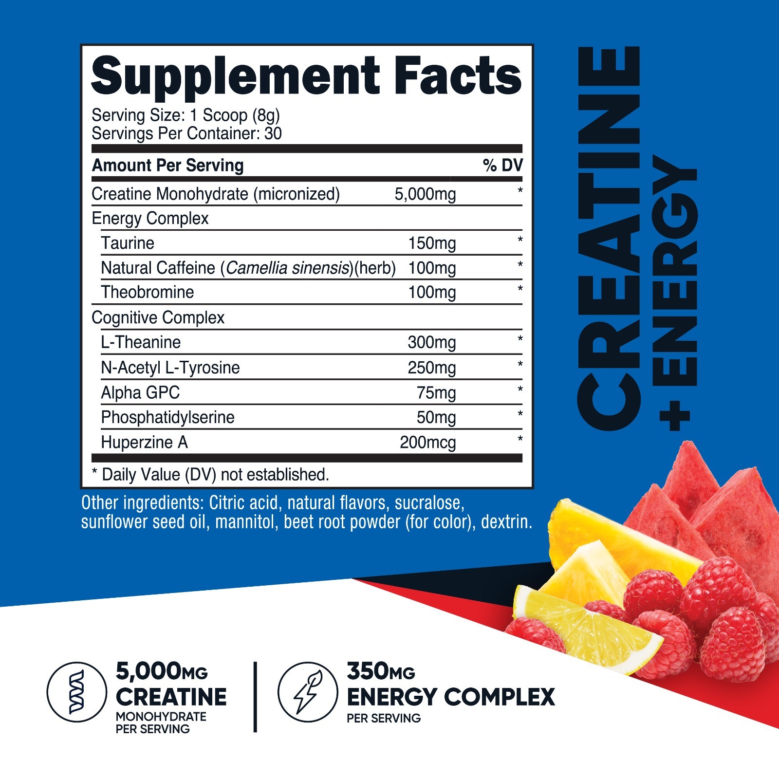 Nutricost Creatine + Energy 30 Servings (Fruit Punch Flavored)