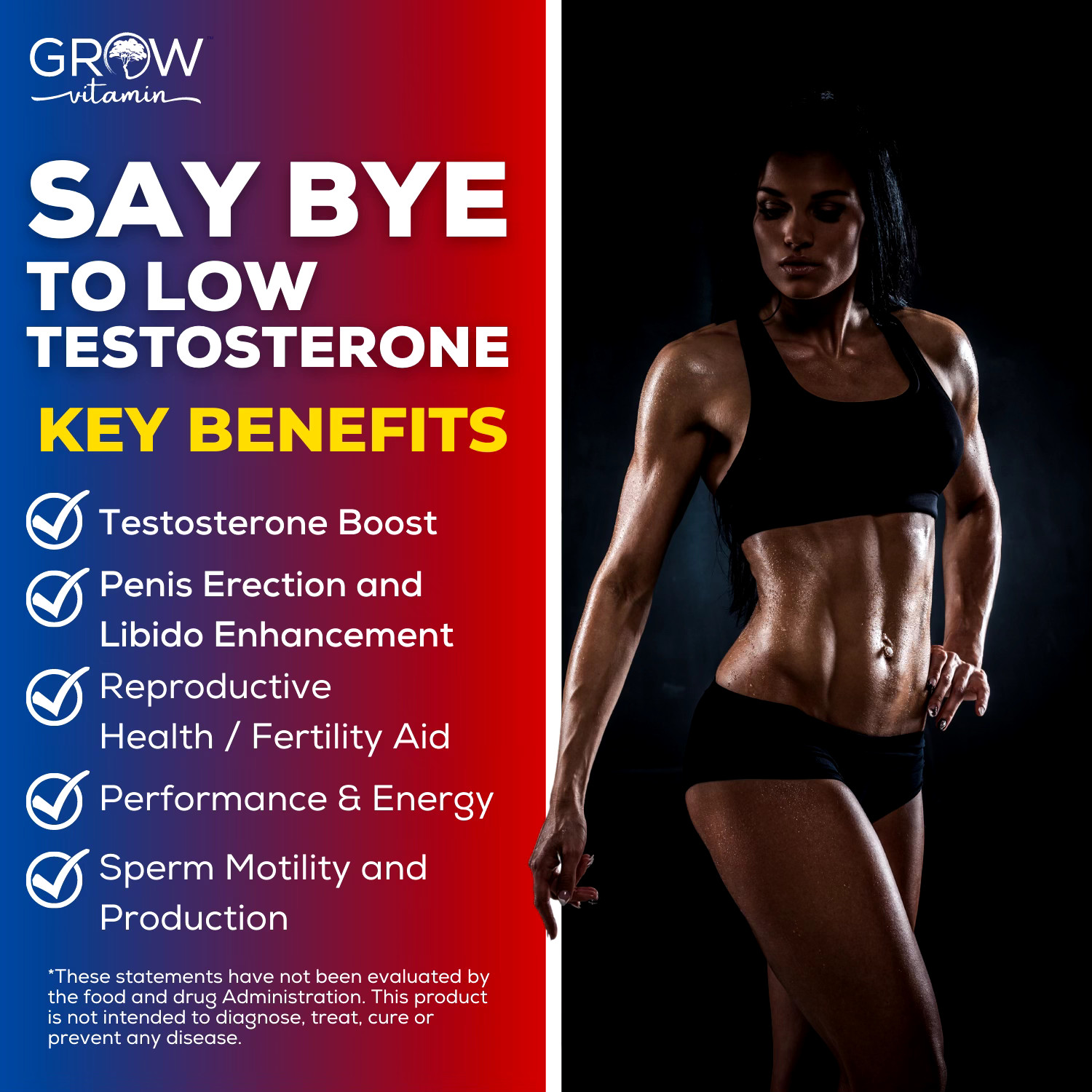 Grow Vitamin Testosterone Booster, Stamina-Energy-Strength