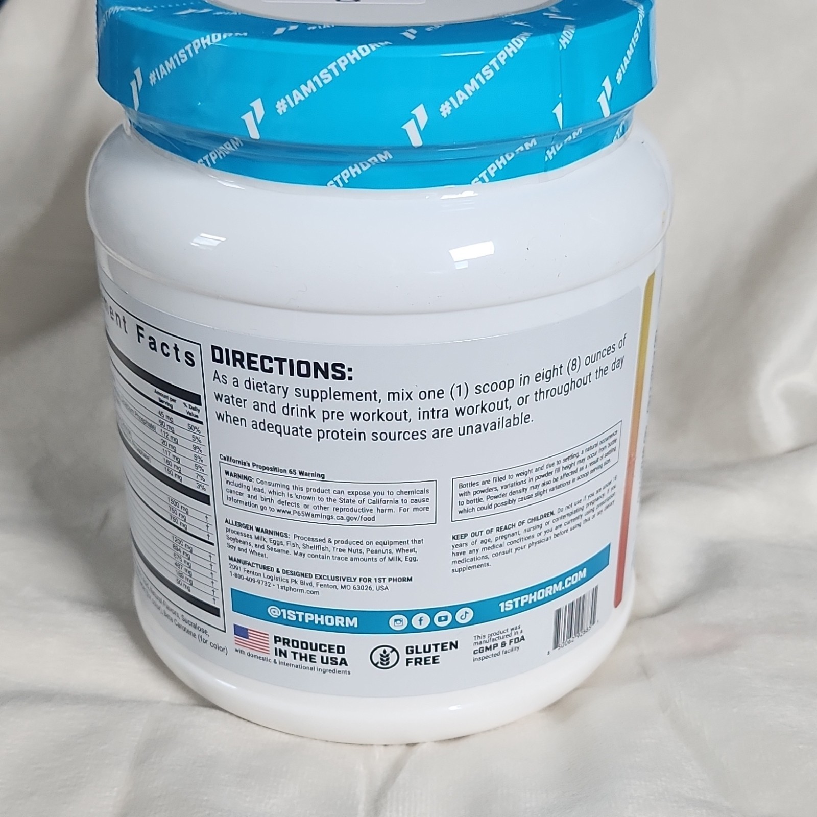 1st Phorm EAA Essential Amino Acids Powder Tropical Mango 1.4 lb Gluten-Free