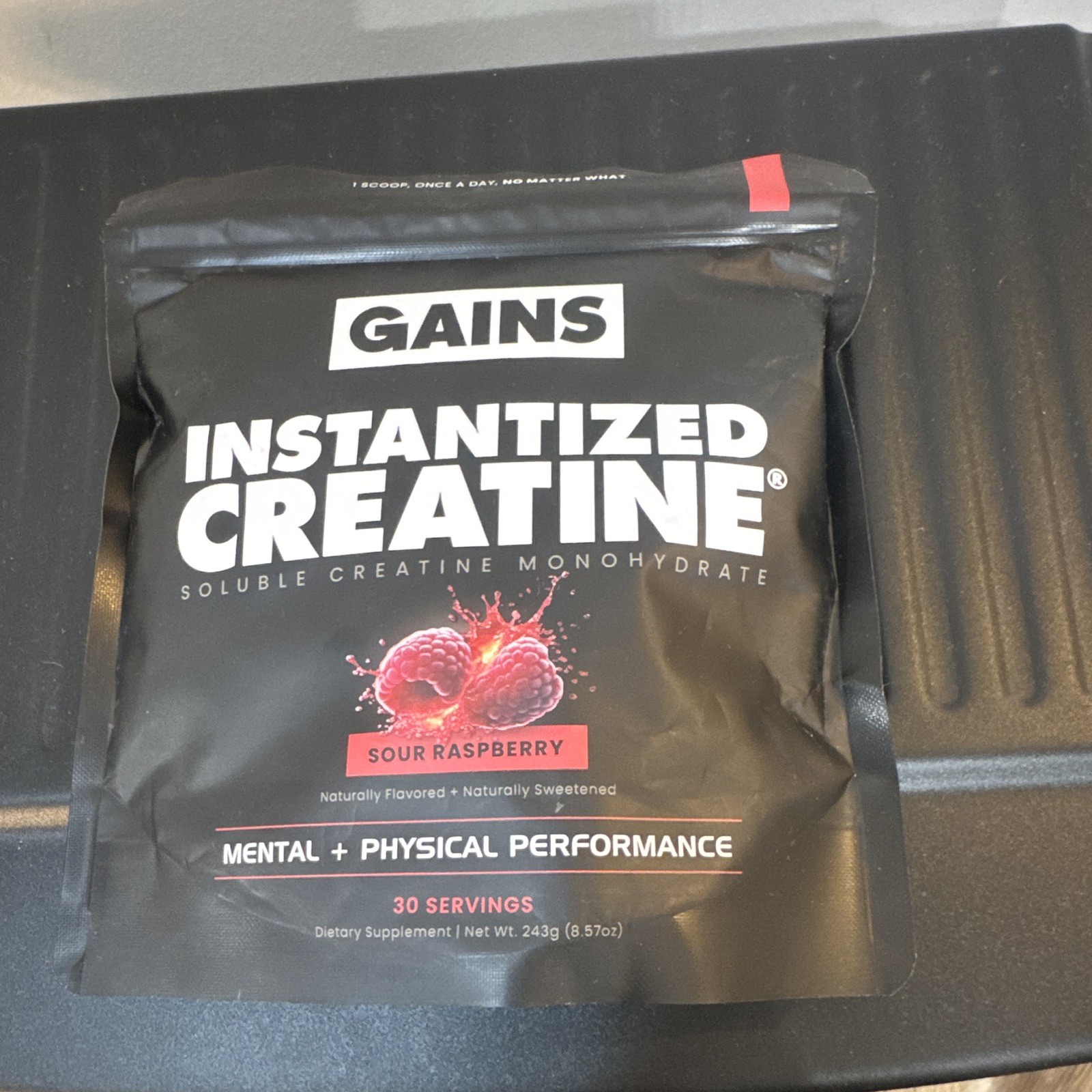 GAINS Instantized Creatine Monohydrate Powder Sour Raspberry Vegan 30 Serv 5g