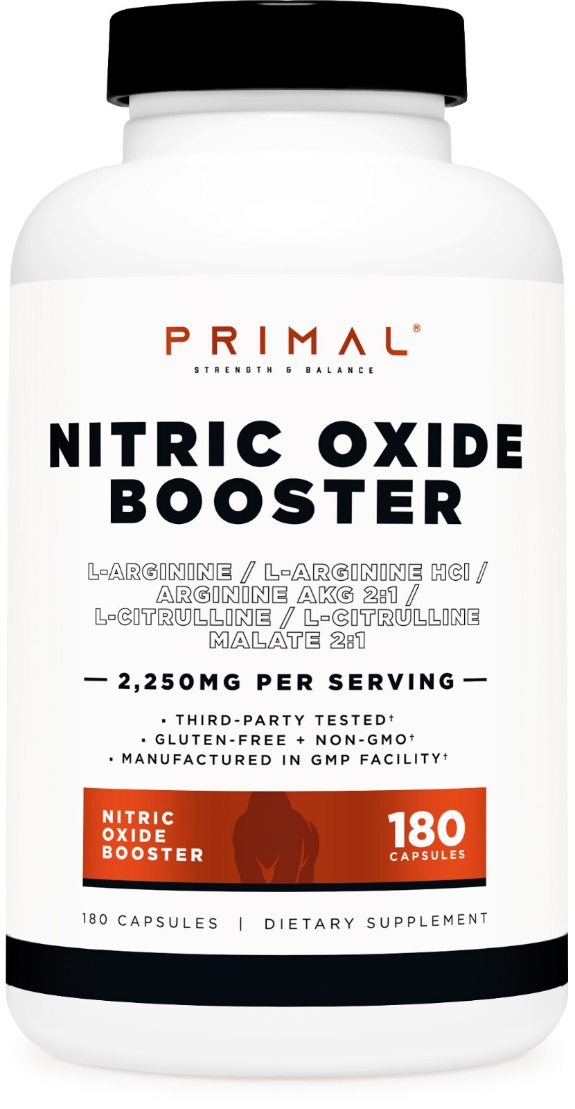Primal Nitric Oxide Booster (2,250mg Per Serving)(180 Capsules)