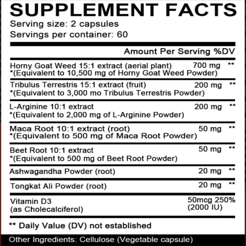 Natural Testosteron Booster 16,540mg 30 /60/120 Capsules For Stamina Strength