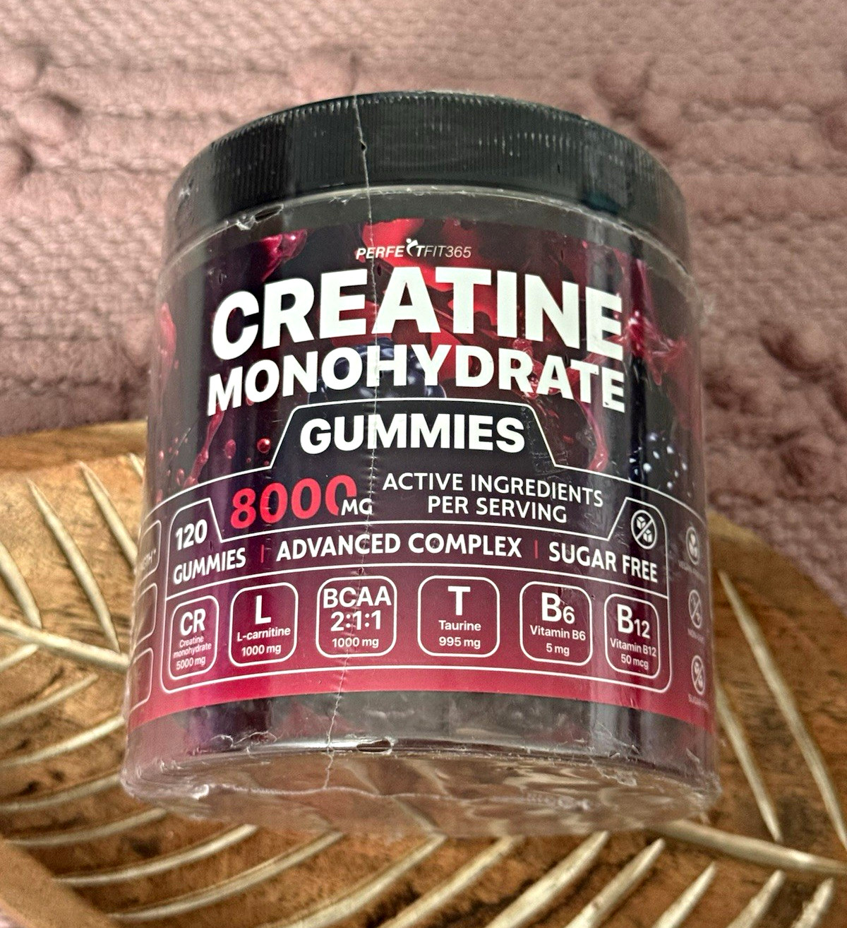 PerfectFit365 Creatine Monohydrate Gummies 800mg Sugar-Free 120 count