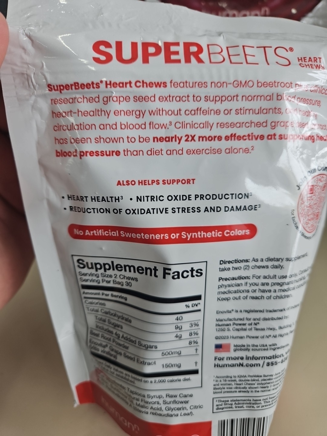 3x HumanN SuperBeets pomegranate berry Soft Chews – Total 180 Heart Health