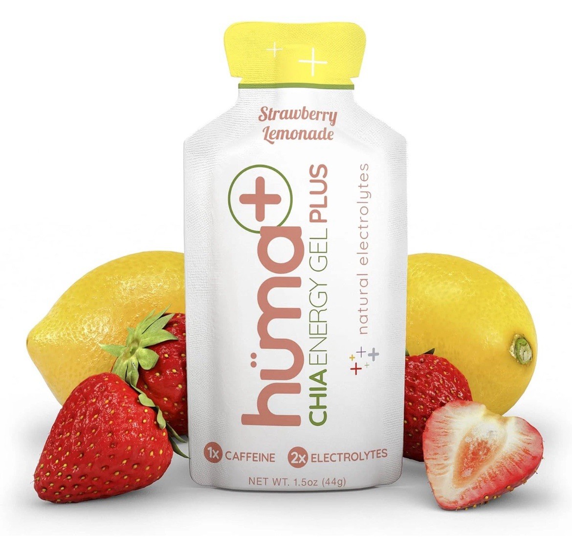Huma plus (Double Electrolytes) – Chia Energy Gel, Strawberry Lemonade, 12 Gels,
