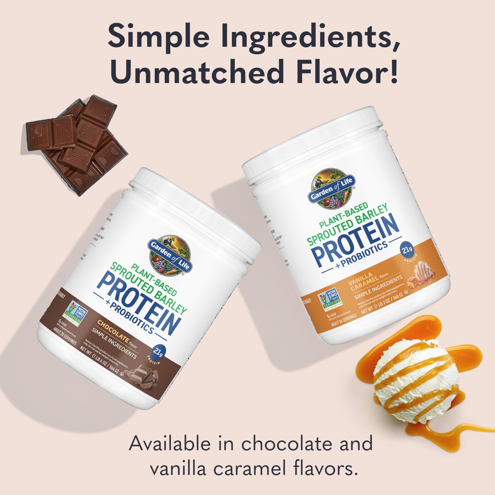 Garden Of Life Plant-Based Sprouted Barley Protein Chocolate 21G Protein 0G
