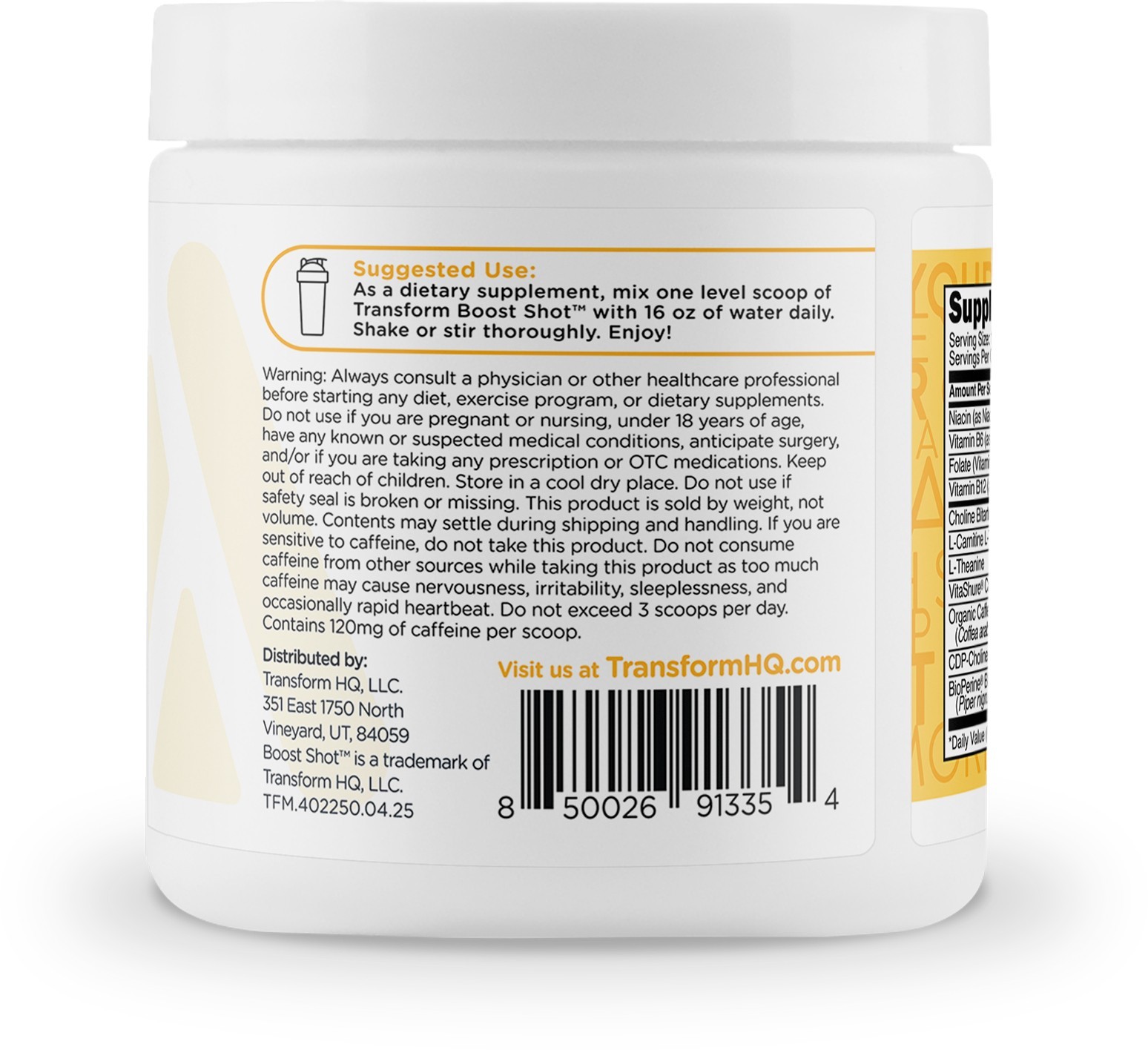 TransformHQ Everyday Boost Shot 28 Servings (Peach Mango) – Non-GMO, Gluten-Free
