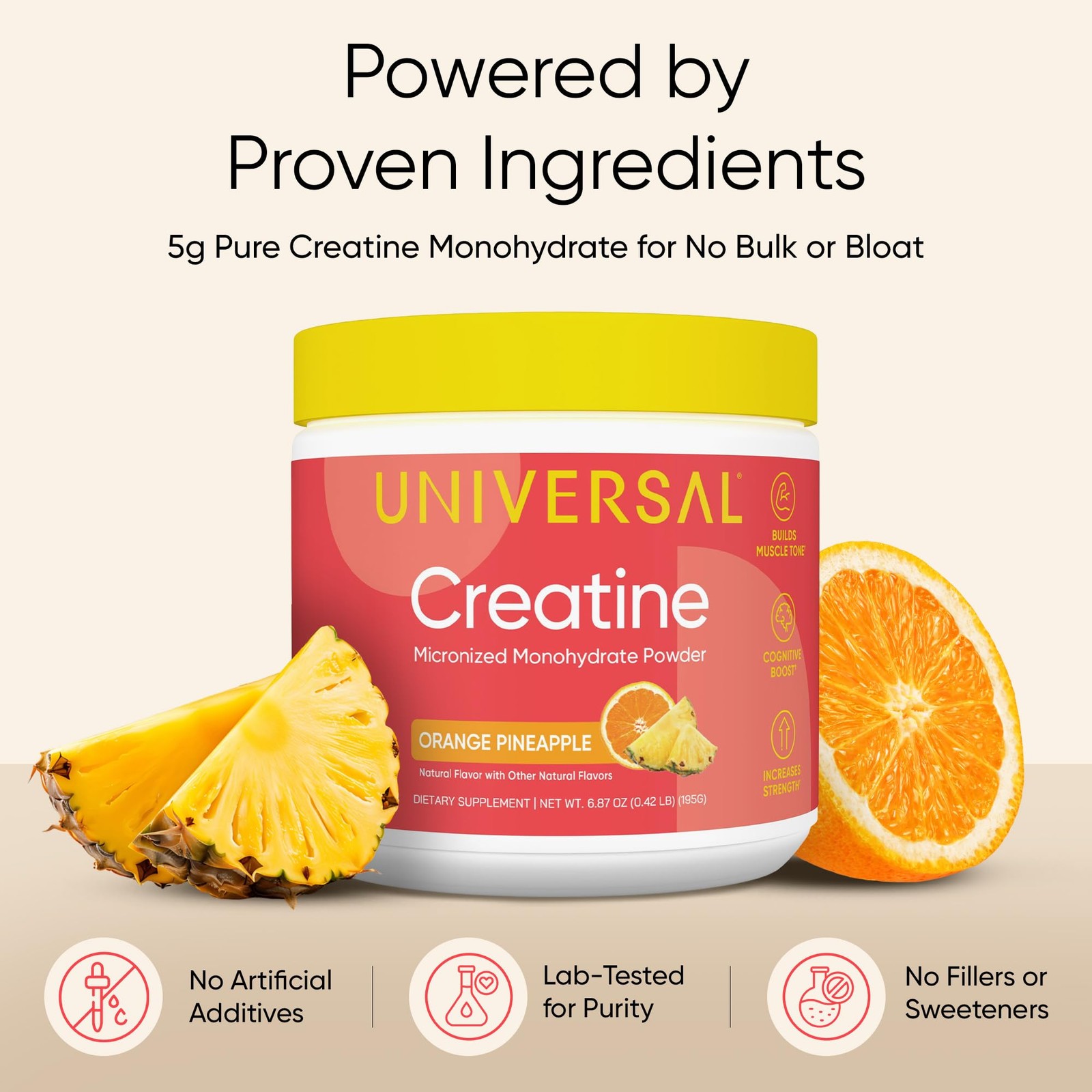 Universal U Creatine Monohydrate for 6.77 Ounce (Pack of 1), Orange Pineapple