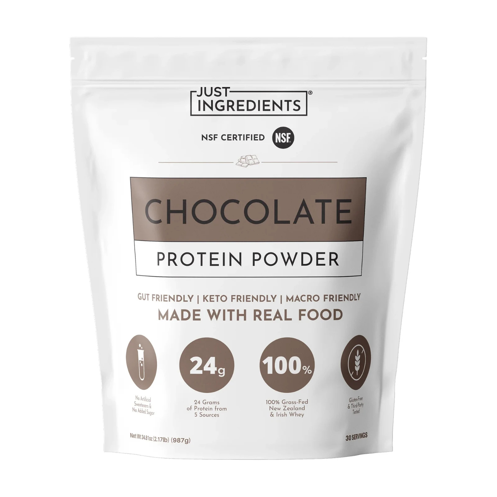 Just Ingredients Chocolate Protein Powder | Grass-Fed Whey Protein | Chocolate