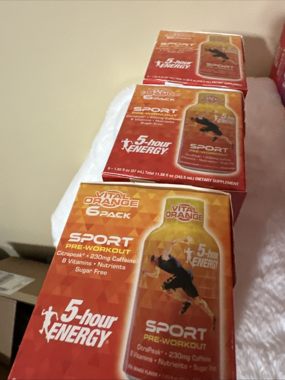 New Lot (4) x 5-Hour Energy Sport Pre-Workout Vital Orange 6-Pack (Exp 07/27)