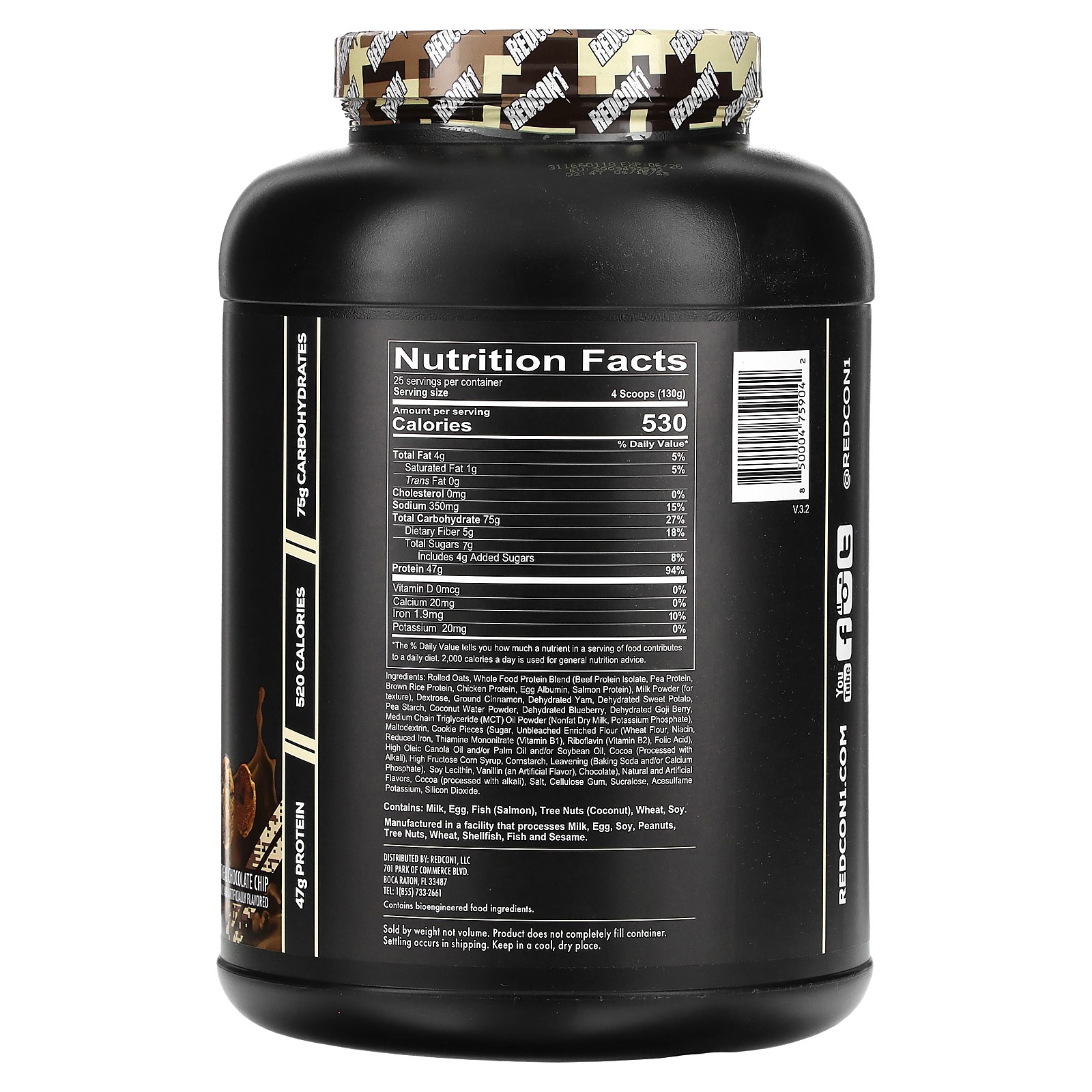 MRE, Whole Food Protein, Oatmeal Chocolate Chip, 7.16 lb (3,250 g)
