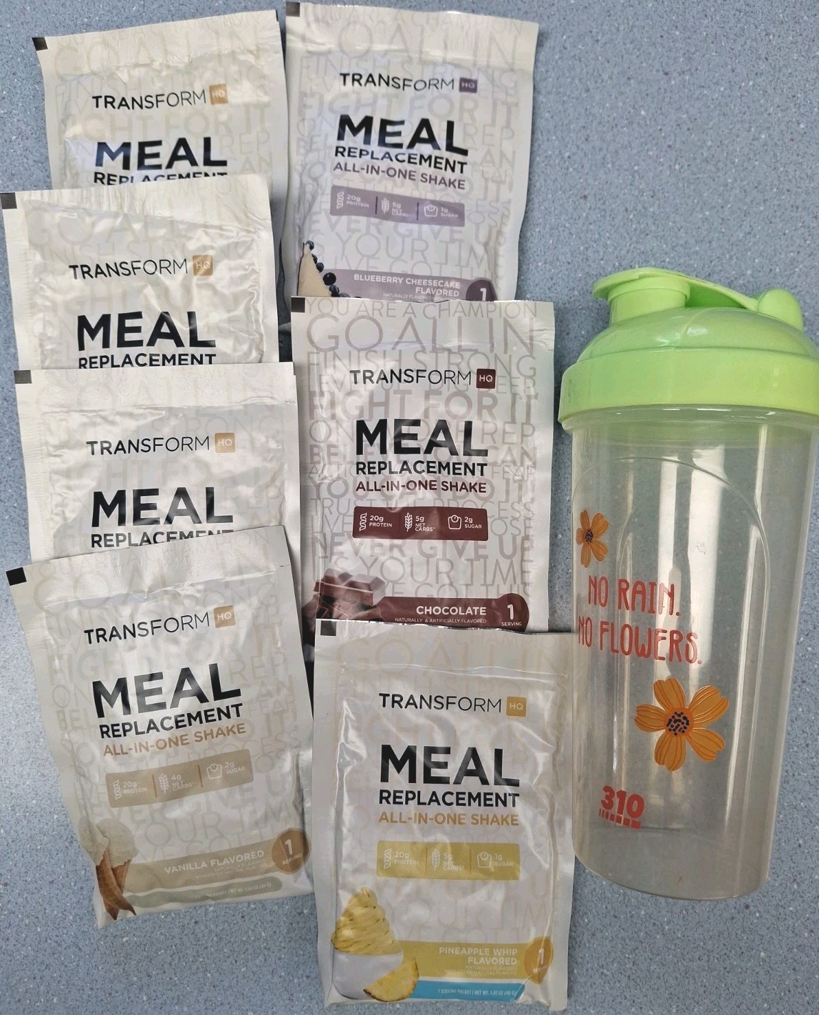 Transform HQ Meal Replacement Protein Shakes Variety Of 7 Vanilla Choc + Shaker