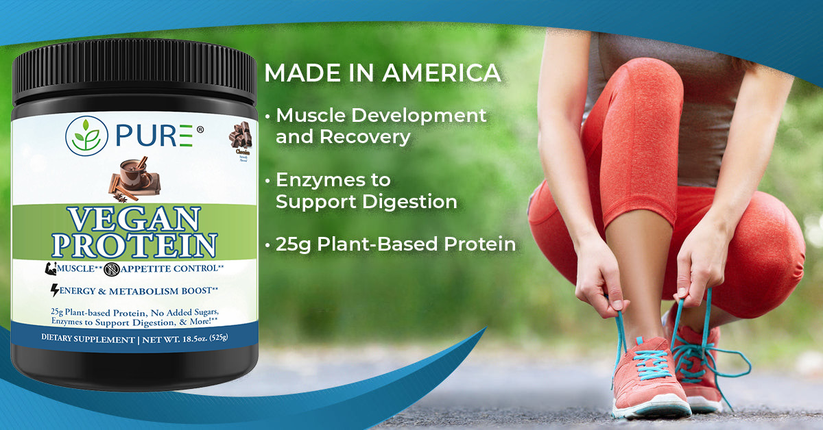 PURE Sport Vegan Protein Powder (25g Plant-Based Protein,15 servings,3 Flavors!)