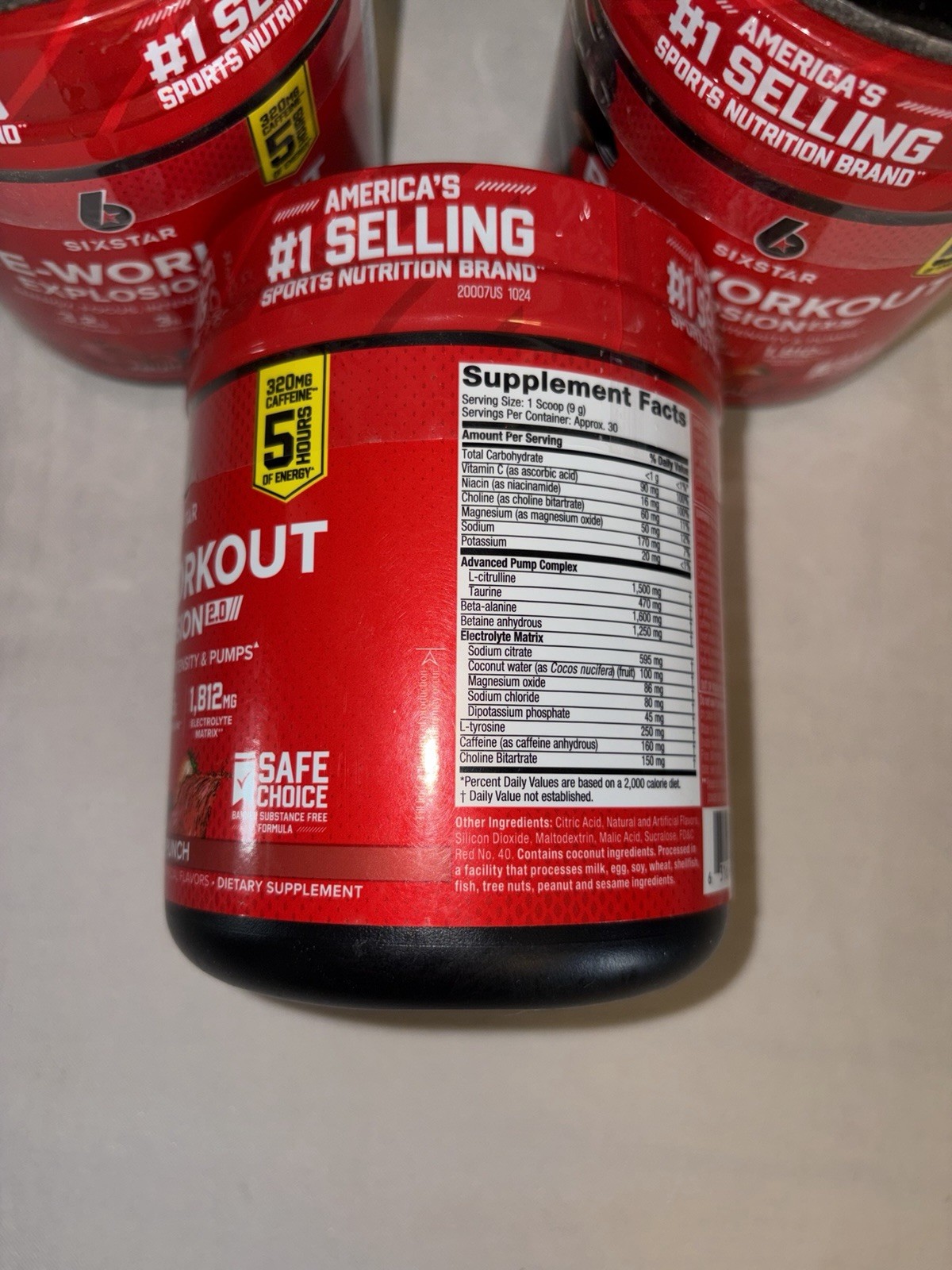 Six Star pre workout explosion 2.0 Lot Of 3 Jars Fruit Punch 9.52oz Per Ex 10/27