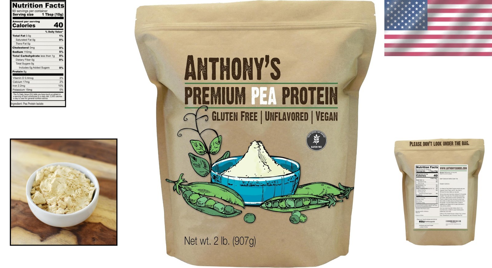 Versatile 2 lb Pea Protein – Gluten Free, Perfect for Smoothies & Baking