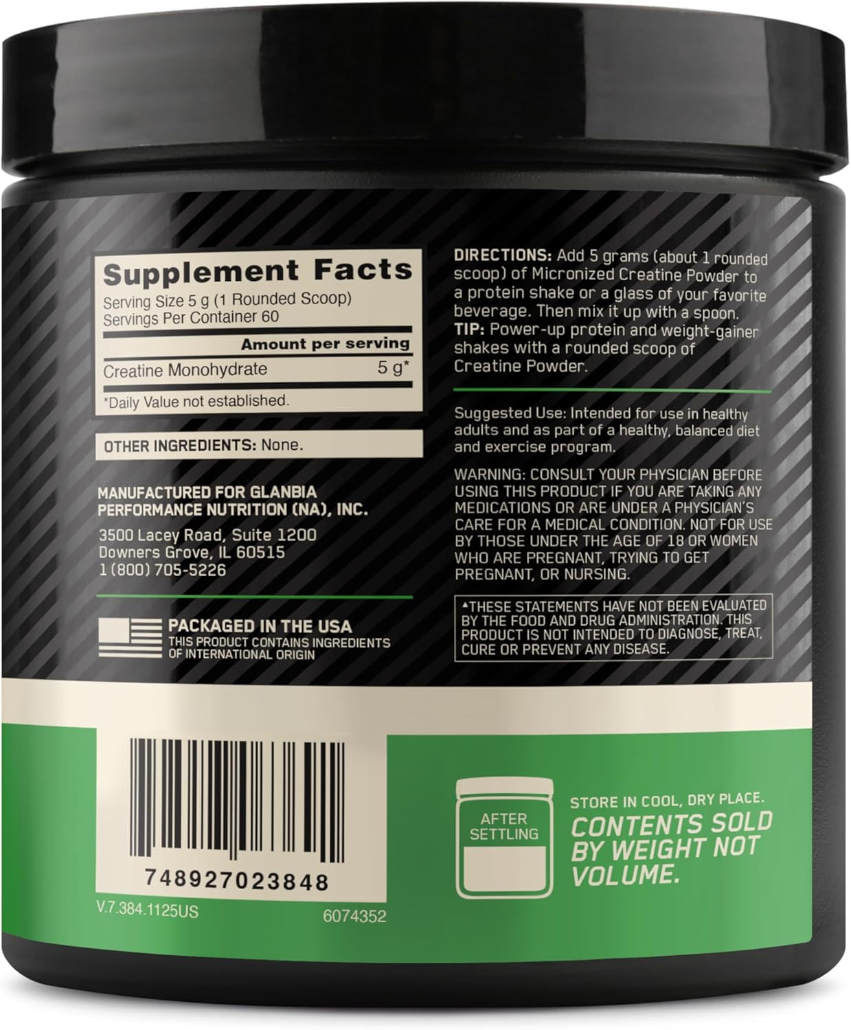 Micronized Creatine Monohydrate Powder, Unflavored, 60 Servings, 300 Grams (Pack