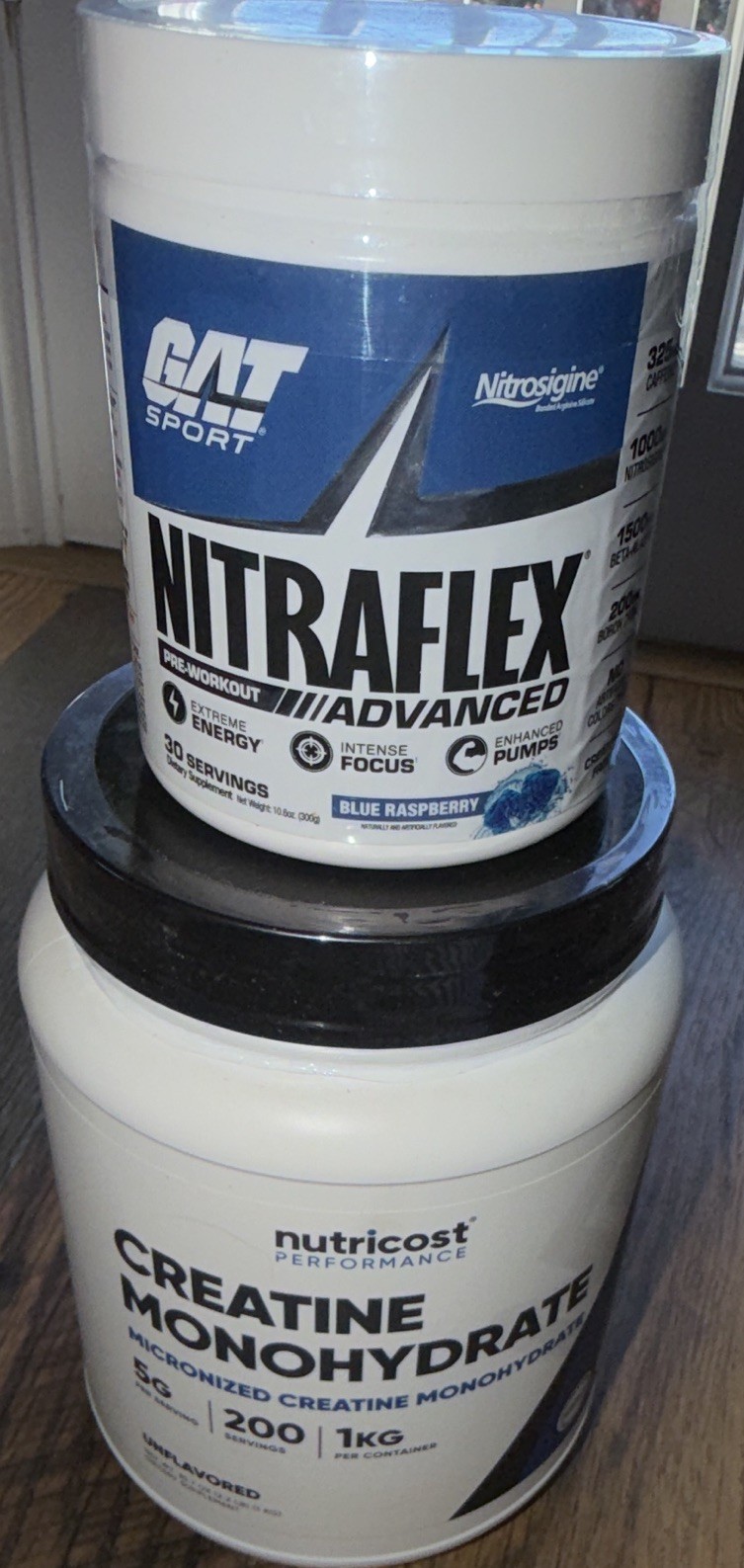SEALED GAT Sport Nitraflex Advanced Pre workout+Nutricost Creatine Monohydrate