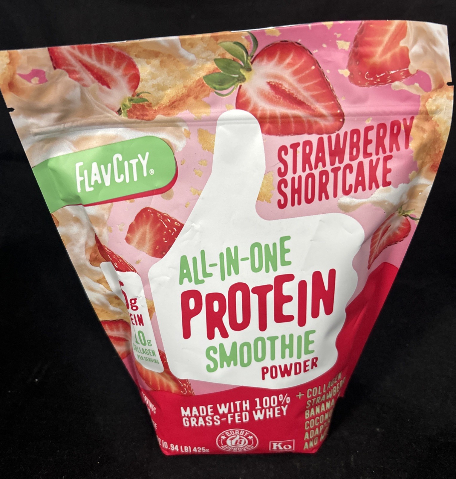 FlavCity Protein Smoothie Powder 10 Servings Strawberry Shortcake 425g Exp. 2027