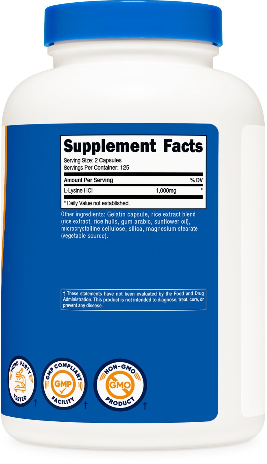 Nutricost L-Lysine 1000mg, 250 Capsules – Gluten Free, Non-GMO, 500mg Per Cap