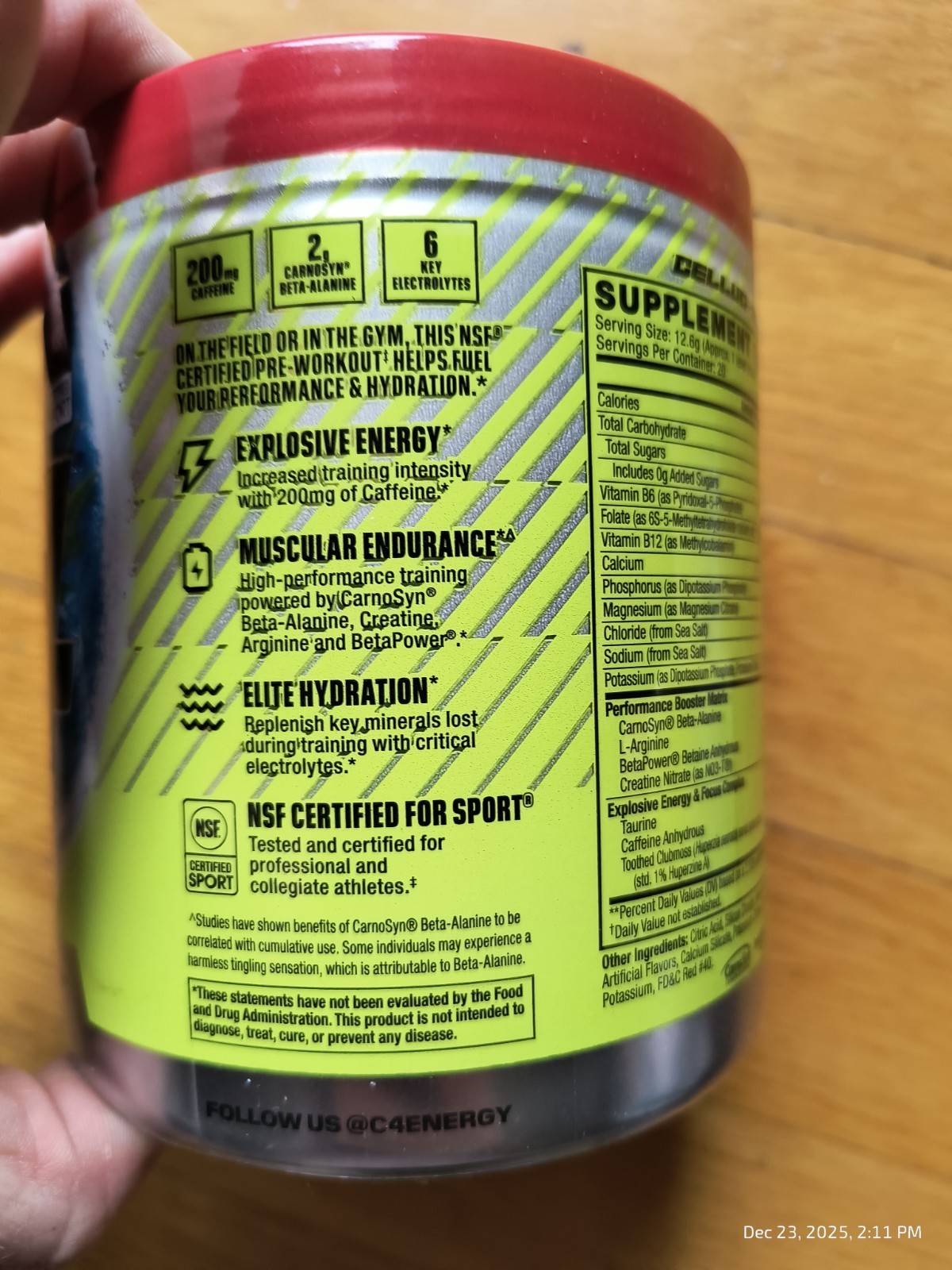 Cellucor C4 Sport Pre-Workout Hawaiian Punch Fruit Juicy Red 20 Serving Ex 11/26