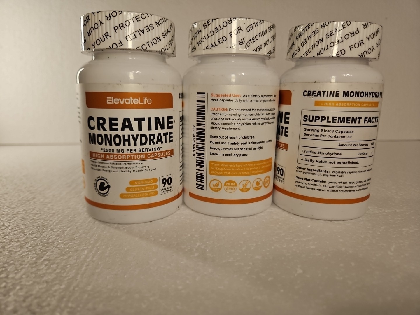ElevateLife Creatine Monohydrate 2500mg 90ct 3Pk Exp 6/26 High Absorption