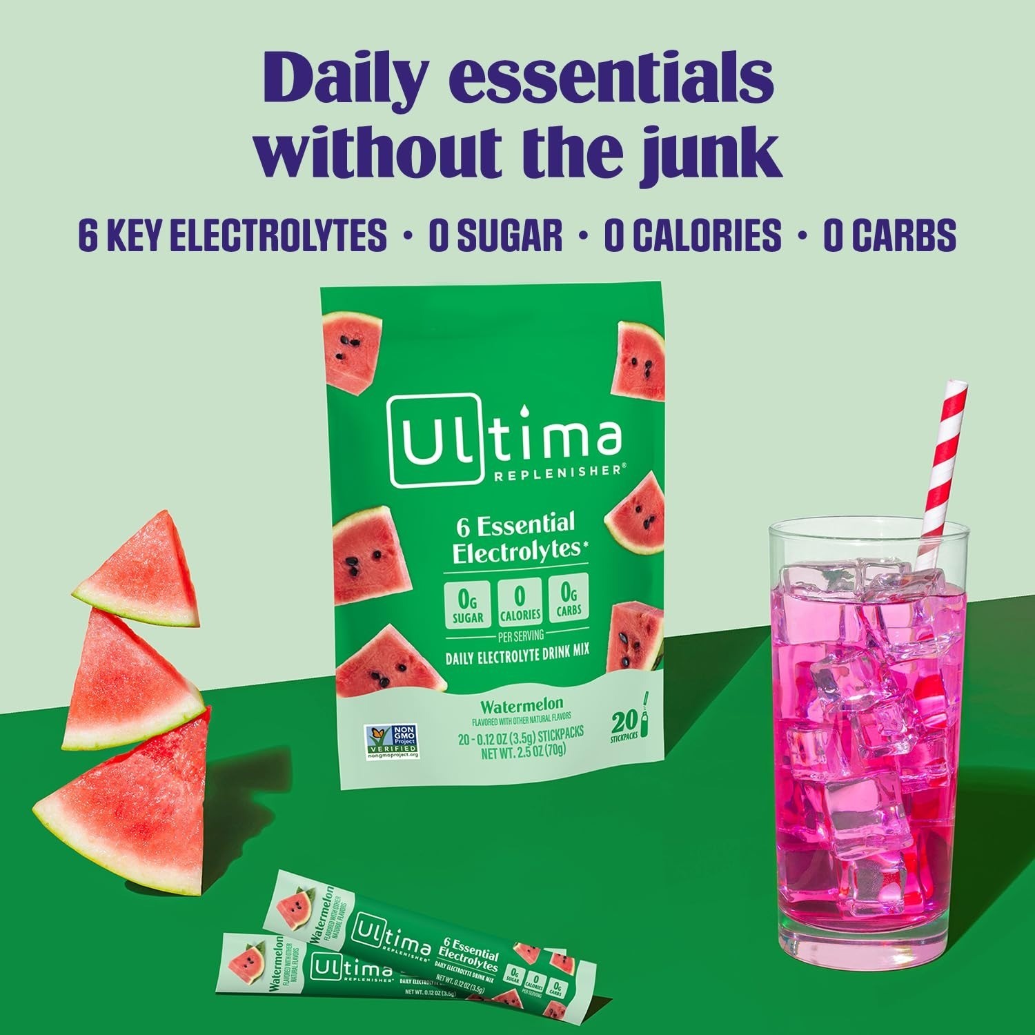 Ultima Replenisher Electrolyte Powder – Watermelon, 20 Stickpacks