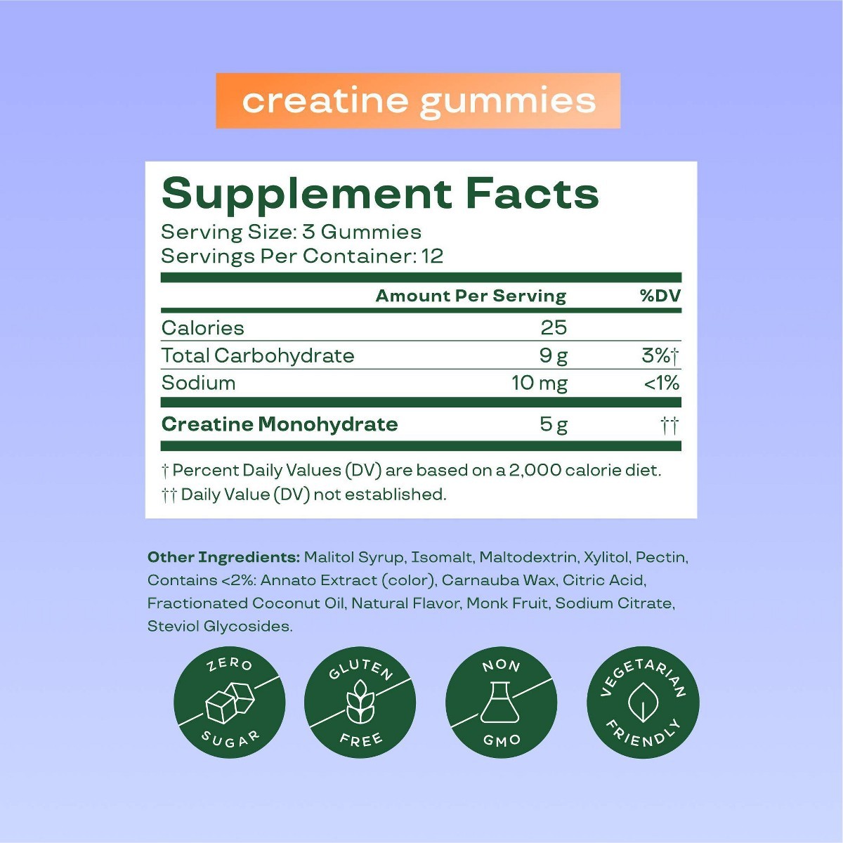 BLOOM NUTRITION Creatine Monohydrate Gummies – Orange Squeeze – 36ct/12 Servings