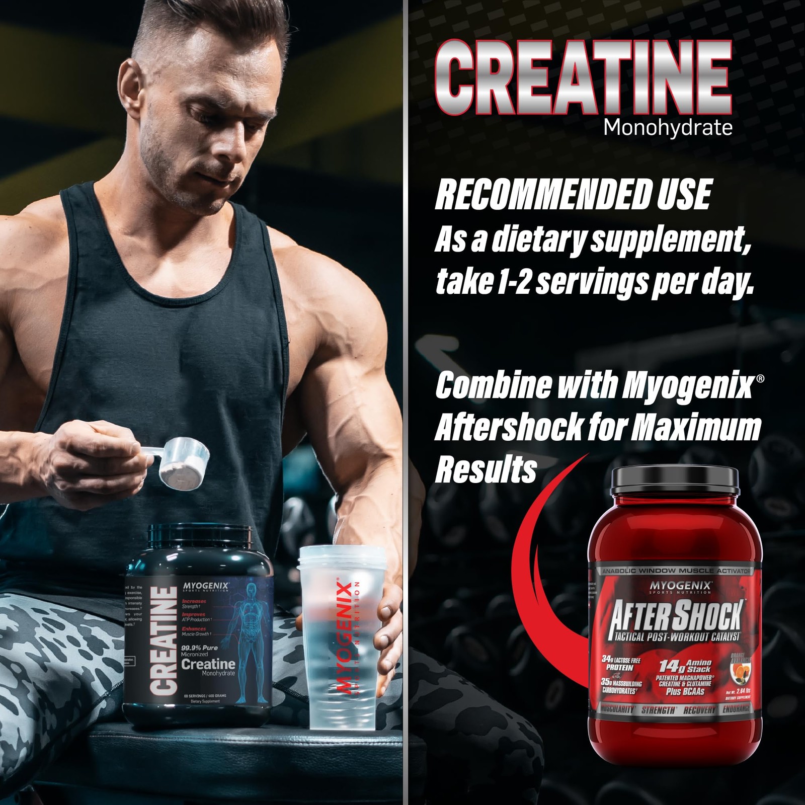 Myogenix Creatine Monohydrate – Pure Creatine Powder for Strength & Endurance…