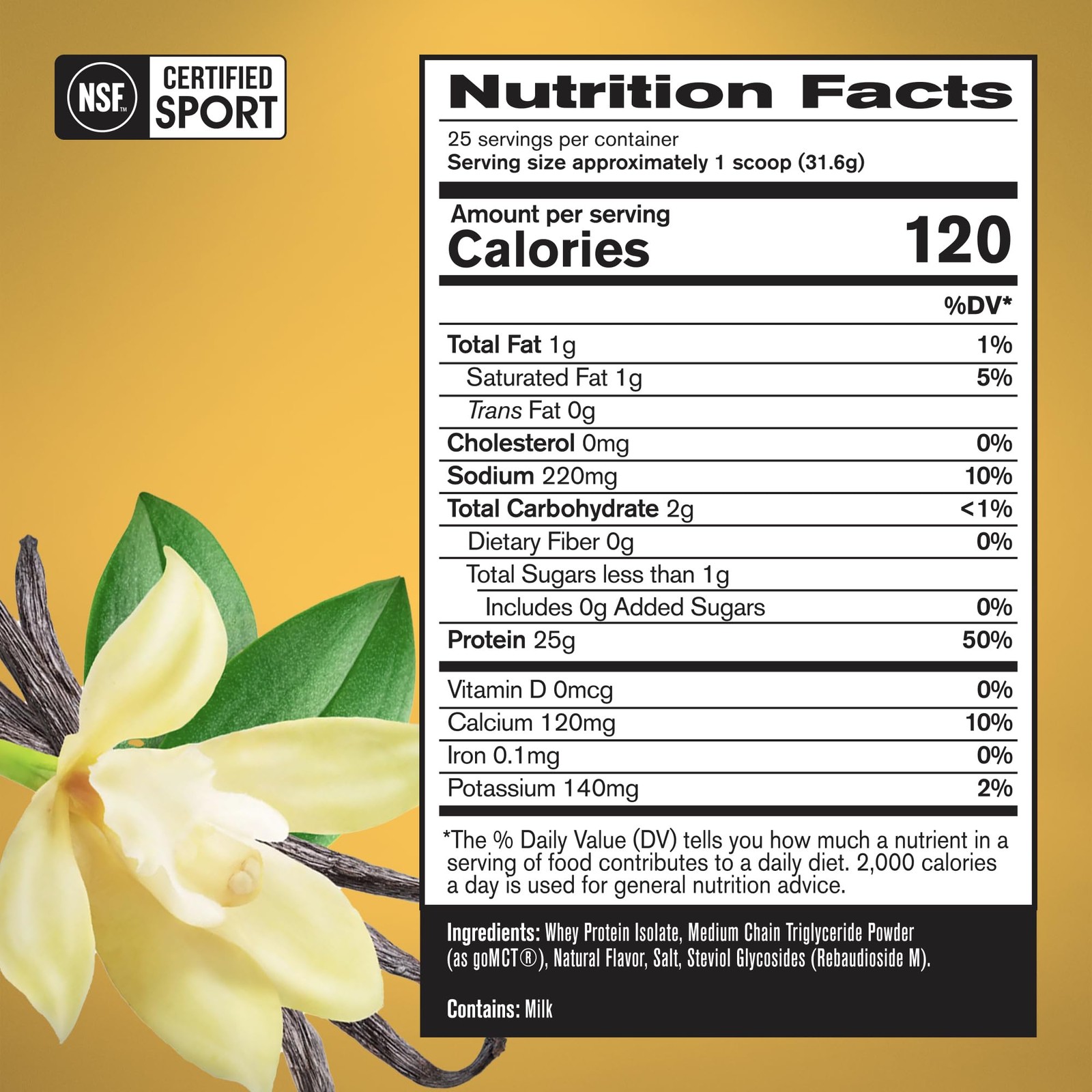 BARE PERFORMANCE NUTRITION, BPN Whey Protein Isolate, Vanilla, 25g Protein pe…