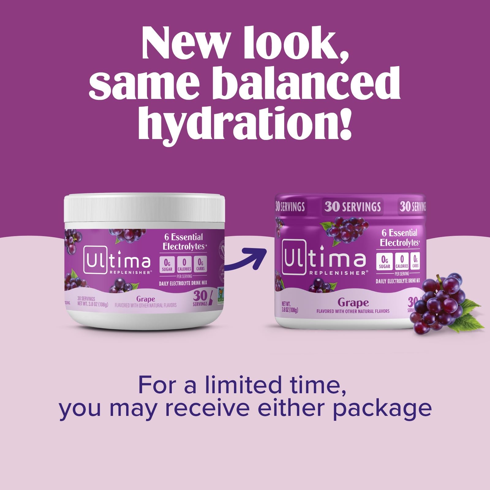 Ultima Replenisher Daily Electrolyte Powder 3.8 Ounce (Pack of 1), Grape