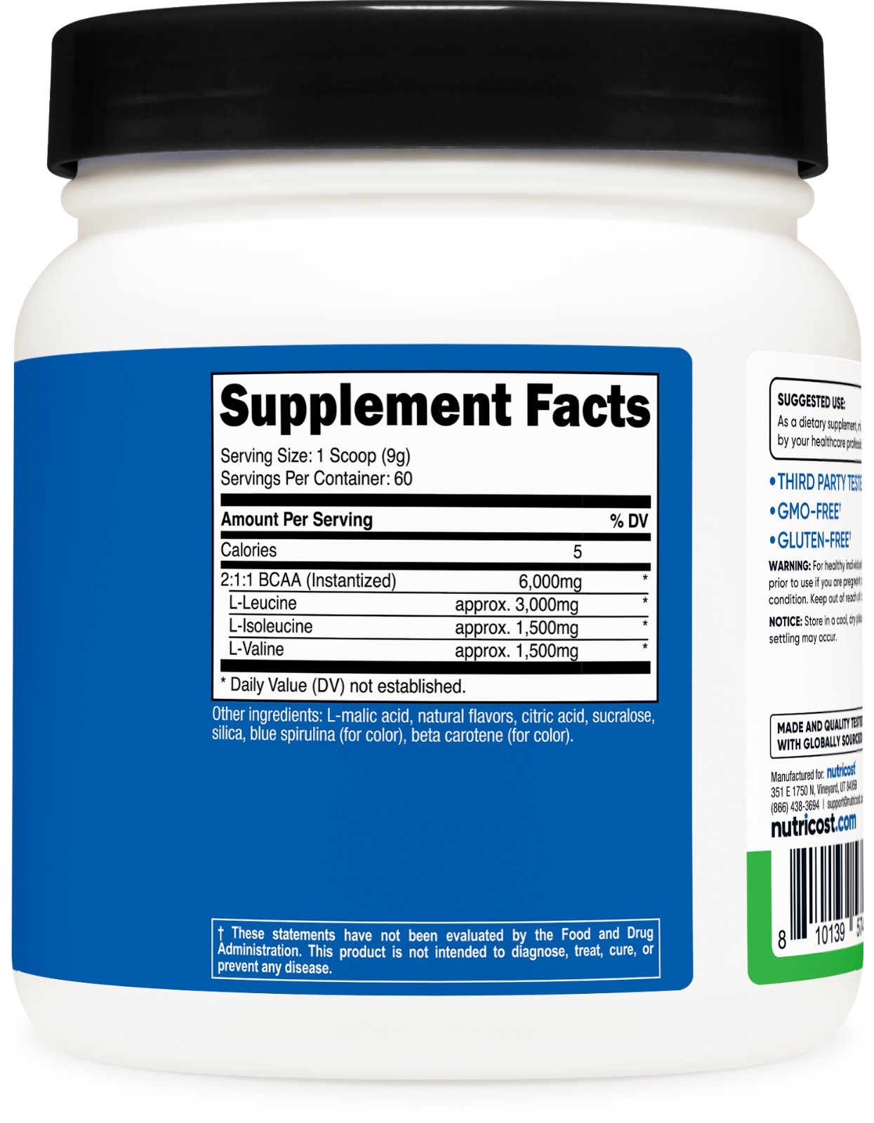 Nutricost BCAA Powder (Green Apple) 60 Servings