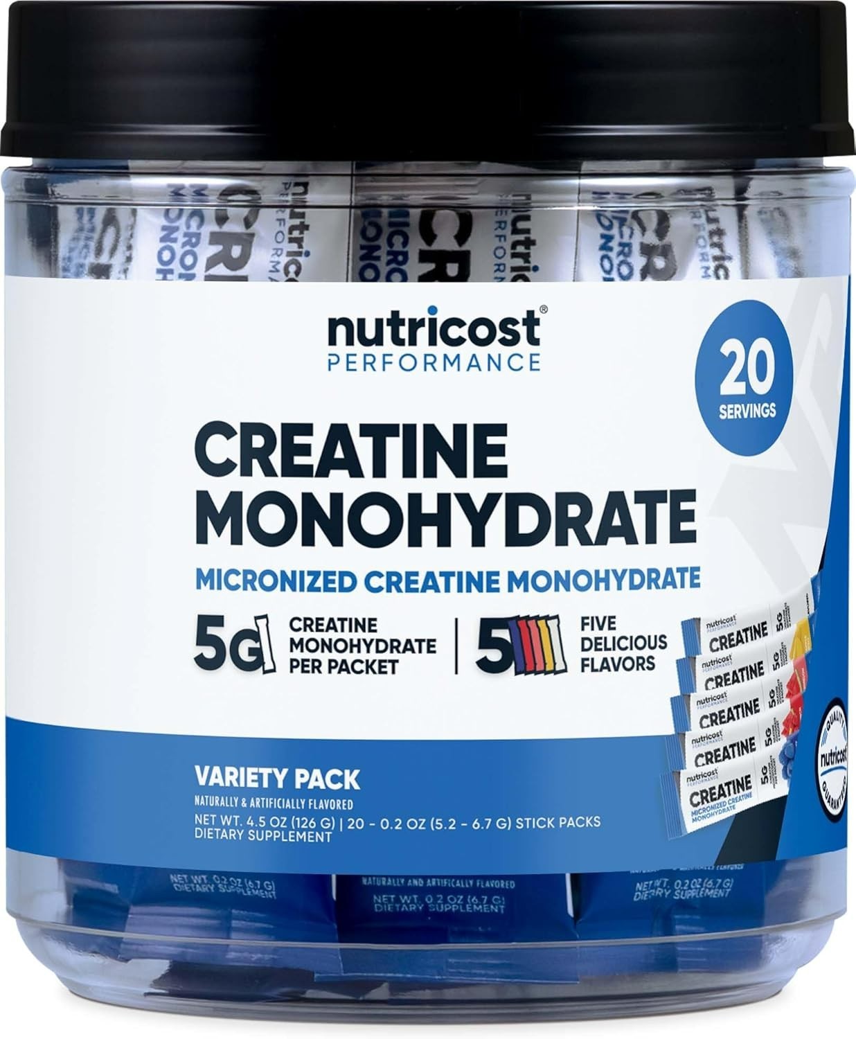 Nutricost Creatine Monohydrate Powder Variety Stickpacks (5 Flavors, 5 Grams)