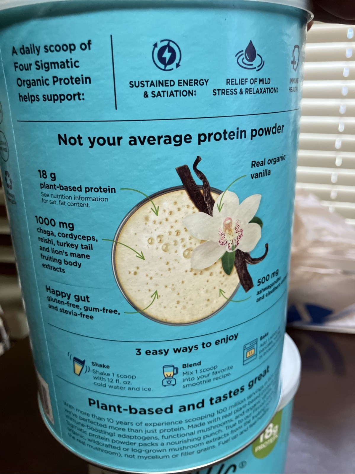 2 cans of Four Sigmatic Organic Vegan Protein Powder 07/2026