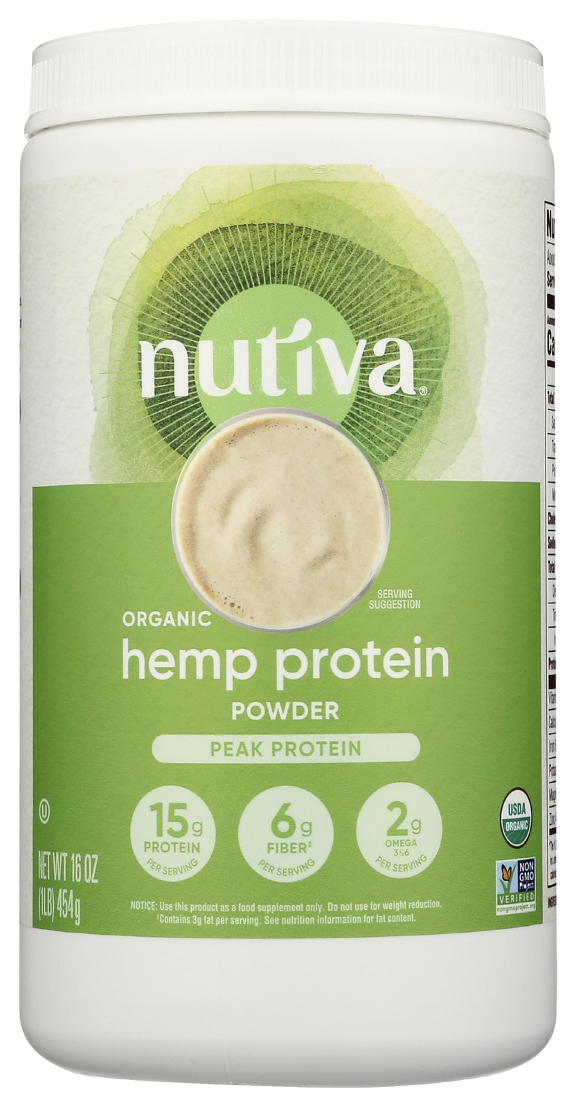 Nutiva Organic Cold Processed Hemp Seed Protein Powder 15g Protein 15 Servings
