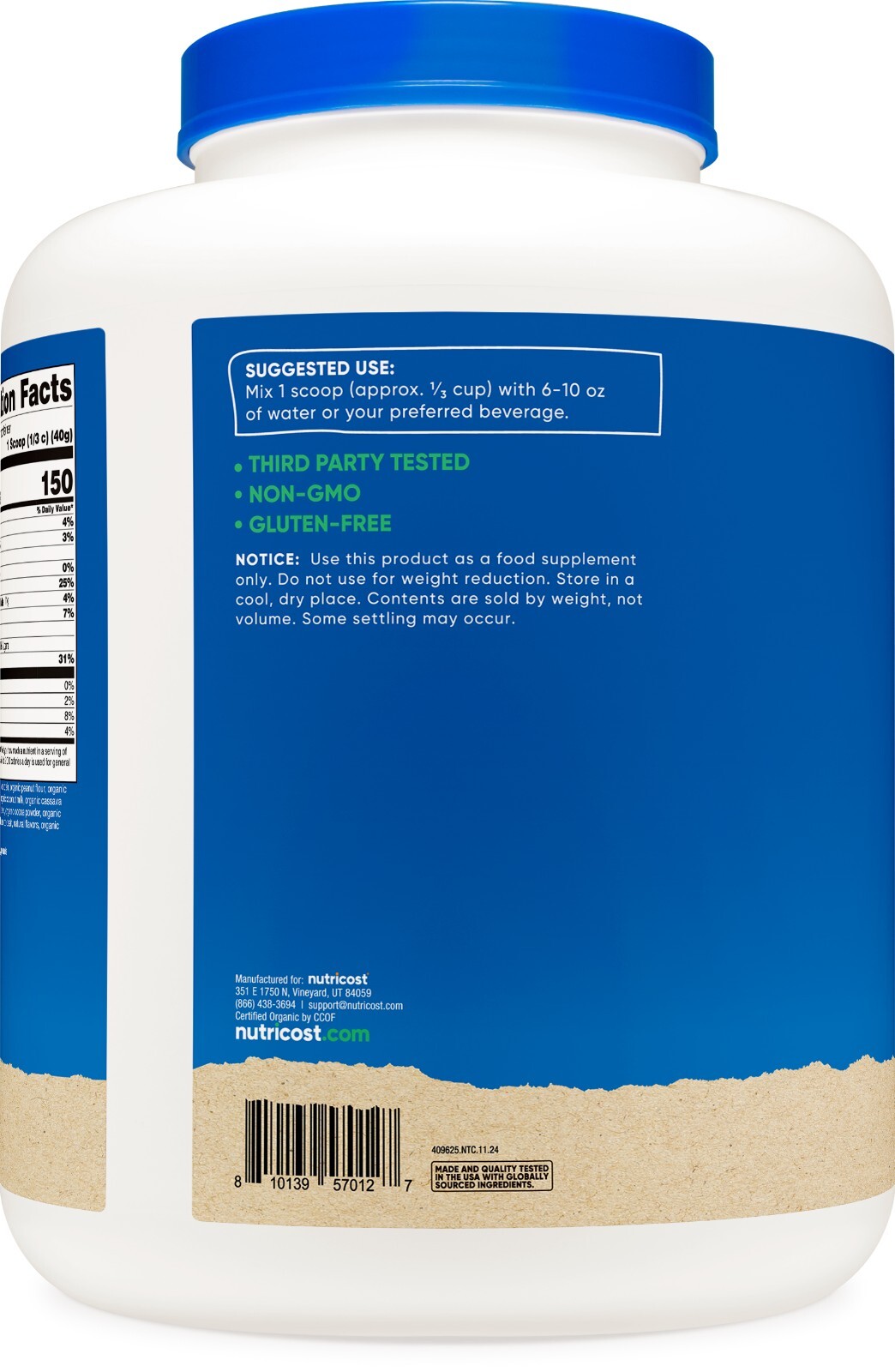 Nutricost Organic Vegan Protein Peanut Butter Chocolate (5 LB)